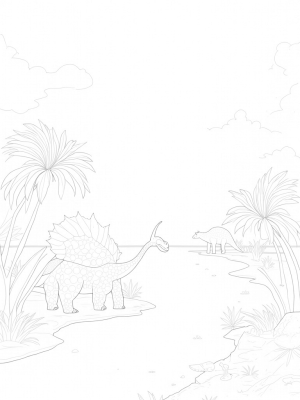 Geometric Dinosaurs in a Prehistoric Jungle