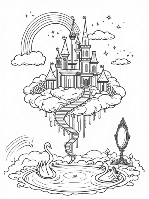 Floating Castle with Flower Turrets and Gemstone Vines