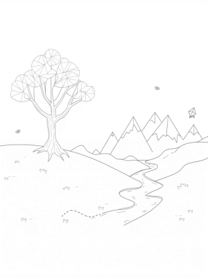 Geometric Landscape with Triangular Tree and Kites