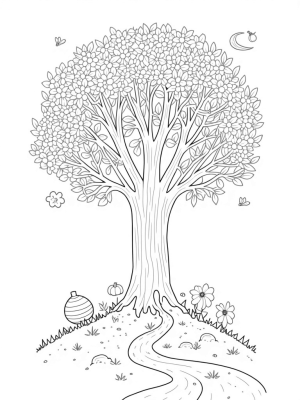 The Four Seasons Tree with a Winding Path