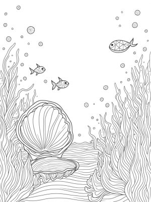 Underwater Garden with Giant Clam and Colorful Fish