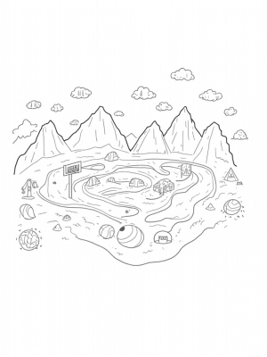 Fantasy Sports City with Giant Equipment