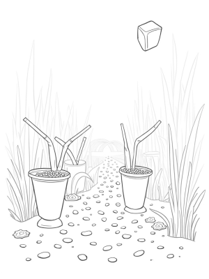 Boba Tea Garden with Colorful Tapioca Pearls