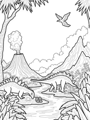 Colossal Stegosaurus in a Prehistoric Jungle