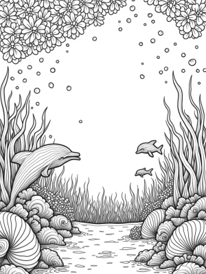 Underwater Wonderland with Dolphins and Seashells