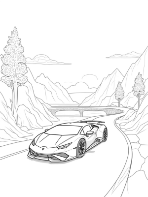 Futuristic Lamborghini on a Neon Mountain Road