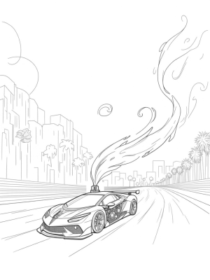 Futuristic Lamborghini on a Neon Racetrack