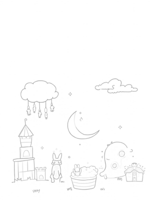 Pastel Building Block Castle in a Nursery Landscape