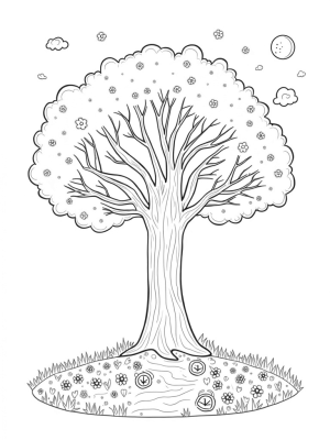 Seasons of Change Tree with Clocks