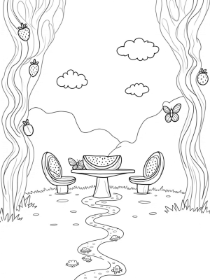 Fruit Grove with Watermelon Table and Candy Clouds