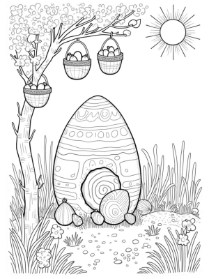 Easter Wonderland Garden with Colorful Eggs