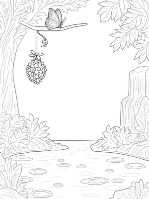 Jungle Canopy with Fish and Butterfly