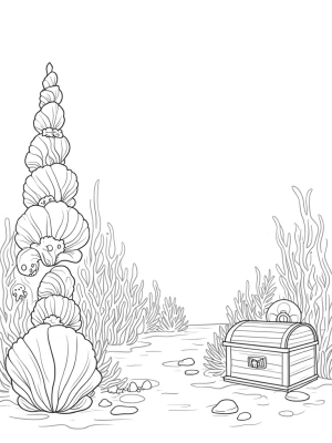 Underwater Garden with Seashell Flowers and Jellyfish