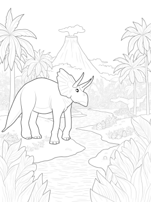 Triceratops in a Lush Prehistoric Jungle