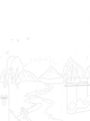 Mountain Landscape with Open Book and Doves