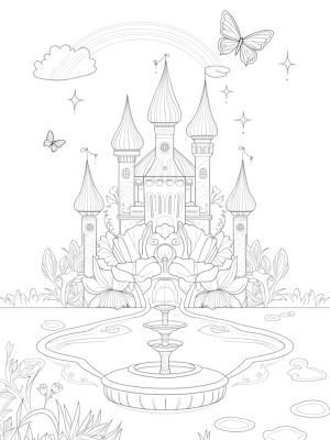 Flower Castle with Butterflies and a Rainbow