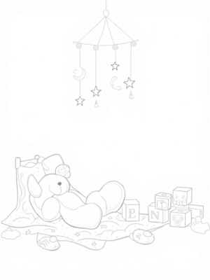 Dreamy Nursery with Teddy Bear and Mobile