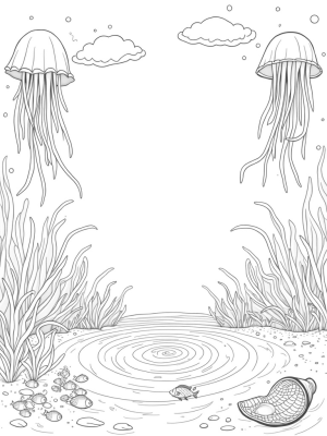 Underwater Garden with Jellyfish and Coral