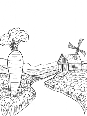 Giant Vegetables and a Whimsical Farm Landscape