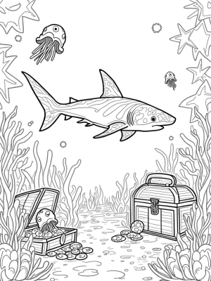 Majestic Shark in a Colorful Underwater Garden