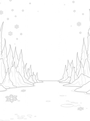 Frozen Forest with Ice Castle and Shimmering Icicles