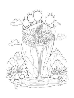 Dinosaur Footprint Garden with Waterfall