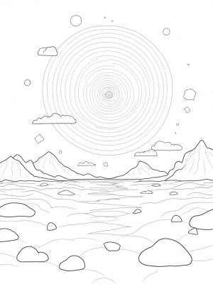 Dreamy Mandala Landscape with Floating Shapes
