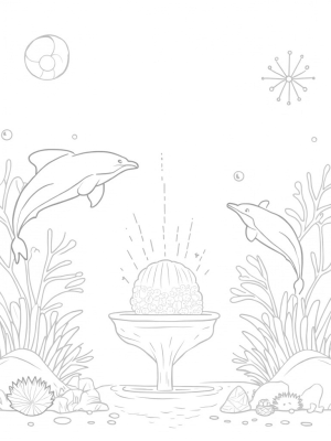 Underwater City with Dancing Dolphins and Shimmering Seashells