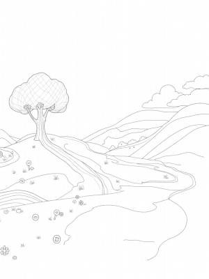 Patchwork Hills and Quilted Tree