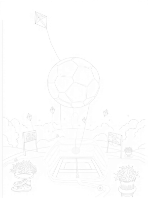 Kite-Supported Soccer Ball and Flower Planters