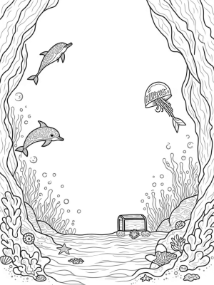 Underwater Grotto with Musical Coral and Playful Dolphins