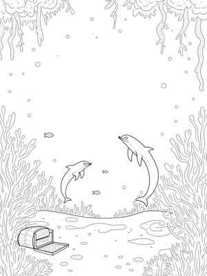 Dolphins and Coral in an Underwater Garden