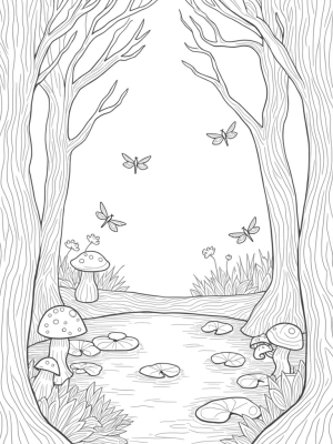 Serene Forest Glade with Musical Lily Pads