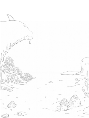 Coral Reef with Playful Fish and Shark Fin