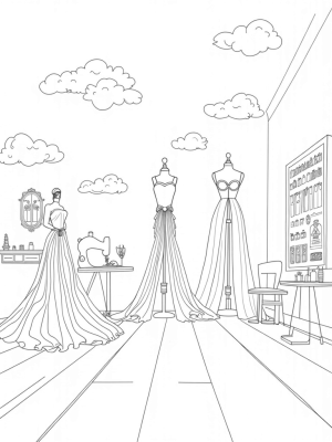 Fashion Studio with Barbie Shoe Sculptures and Vintage Sewing Machine