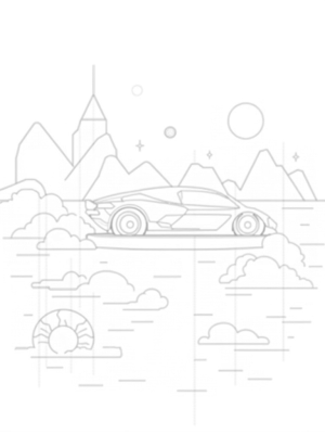 Futuristic Lamborghini on a Floating Platform