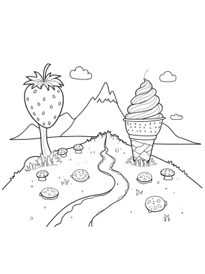 Giant Fruits and Chocolate River in a Food Forest