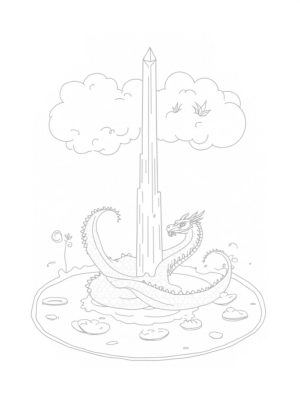 Majestic Dragon Coiled Around a Crystal Spire