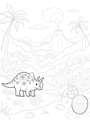 Triceratops in a Prehistoric Jungle