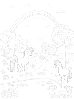 Pony Paradise in a Colorful Flower Meadow