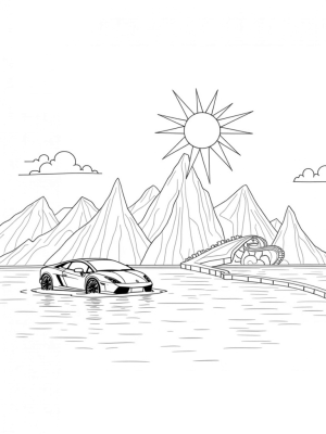 Lamborghini by the Shimmering Lake