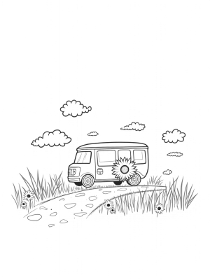 Giant Sunflower Bus in a Meadow