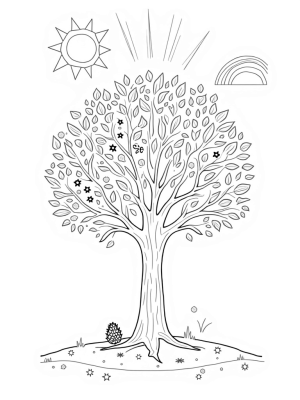 Four Seasons Tree with Flowers and Leaves