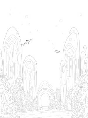 Underwater City with Coral Skyscrapers and Sharks