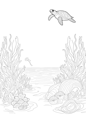 Underwater Garden with Coral and Jellyfish