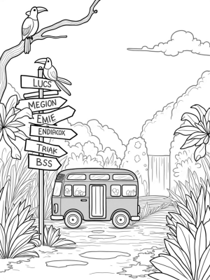 Bright Yellow Bus Station in a Jungle