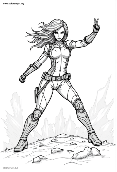 Black Widow: Battle-Ready Coloring Page