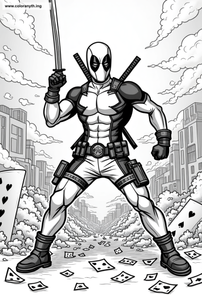 Deadpool&#8217;s Urban Adventure Coloring Page