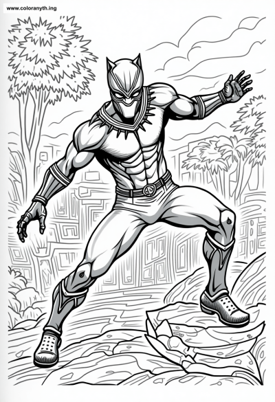Dynamic Black Panther Coloring Page