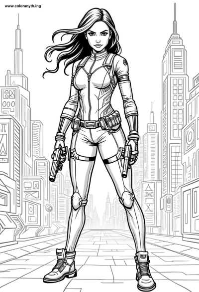Dynamic Black Widow Coloring Page